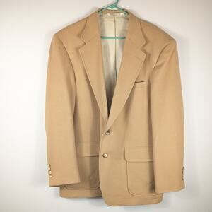Lands’ End Mens 42R Tan 100% Wool Blazer Sport Coat USA Made Classic Fit Formal